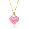 Guili 14K Yellow Gold Plated Necklace with Cubic Zirconia and Pink Enamel MAMA Heart Pendant, perfect for layering and a meaningful gift. - 3 of 3