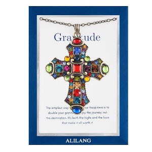 Anna-Kaci Colorful Stained Glass Rhinestone Pendant Necklace Gift Message Card & Envelope Jewelry Gifts - 1 of 4