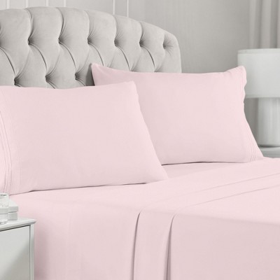 King Size Blush Pink Embroidered Hypoallergenic Microfiber Pillowcase