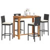 vidaXL Patio Bar Set Outdoor Garden Furniture Solid Wood Acacia and Poly Rattan - Black 4 Piece - 2 of 4