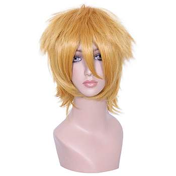 Unique Bargains Women's Wigs 13" Gold Tone with Wig Cap Short Hair