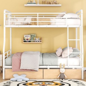 Sturdy Full XL Over Queen Metal Bunk Bed with Underbed Drawers - 1 of 4
