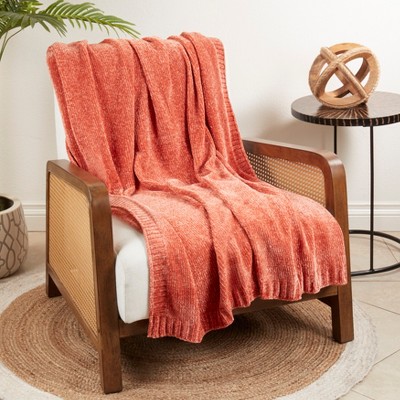 Coral Chenille Knit Throw Blanket, 50 x 60 Inches