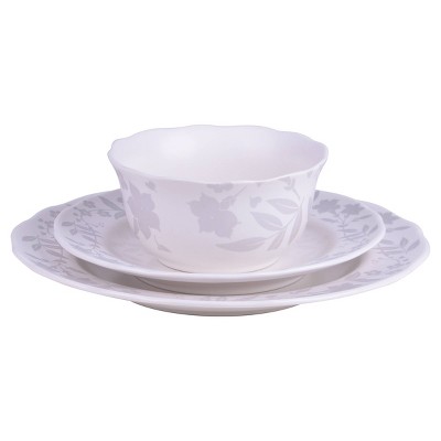 Elegant Floral White Porcelain 12-Piece Dinnerware Set