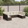 vidaXL 9 Piece Patio Sofa Set with Cushions - Brown and Cream With Table - 2 of 4