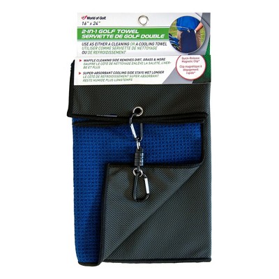 Jef World of Golf Waffle Cooling 2 in 1 Golf Towel 16" x 24"  Navy - 1