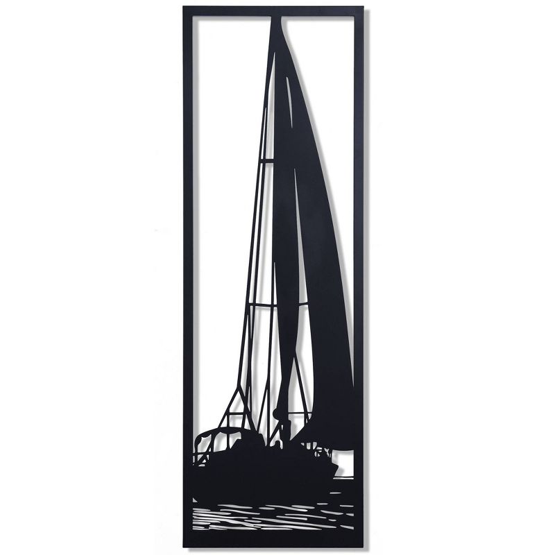 Shadows of A Sailboat in Water Metal Wall Decor Matte Black - StyleCraft, 1 of 7