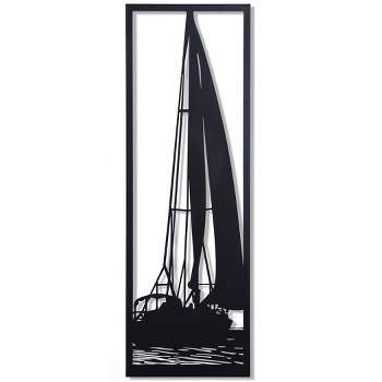 Shadows of A Sailboat in Water Metal Wall Decor Matte Black - StyleCraft