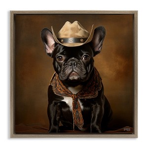 Stupell Industries French Bulldog Portrait Black Framed Floater Canvas Wall Art - 1 of 4