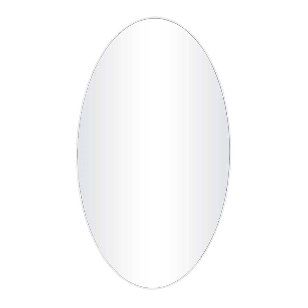 Photos - Wall Mirror Wood Oval  White - Olivia & May