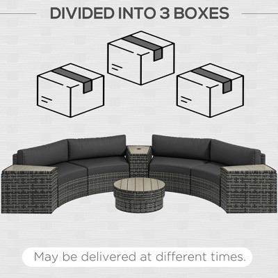 Mixed-Gray 8-Piece Rattan Patio Furniture Set with Sofa Chairs and Tables