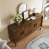 ORRD 60" Rustic Farmhouse TV Stand with Sunburst Doors, Heavy-Duty Credenza Storage Cabinet for Living Room, Kitchen & Den,Antique brown - 3 of 4