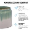 ORRD Set of 2 Gradient Ceramic Planters | Modern White Blue Flower Pots with Drainage for Indoor Outdoor,Green - 3 of 4