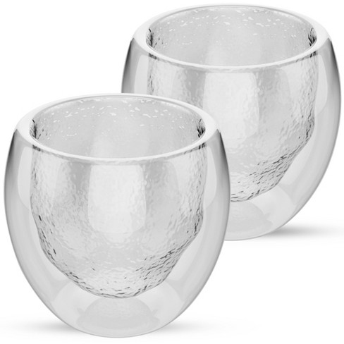 Elle Decor Set of 2 Double Wall Glass Mugs, 8-oz Coffee Mug Heat Resistant Borosilicate Glass, Clear