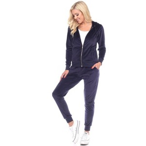 Women's 2 Piece Velour Tracksuit Set - White Mark - 1 of 4