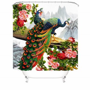 Two Peacocks Shower Curtains for Bathroom Waterproof Fabric Bath Curtain Durable Soft Stylish Bathroom Decor 72x72 Inch - 1 of 1