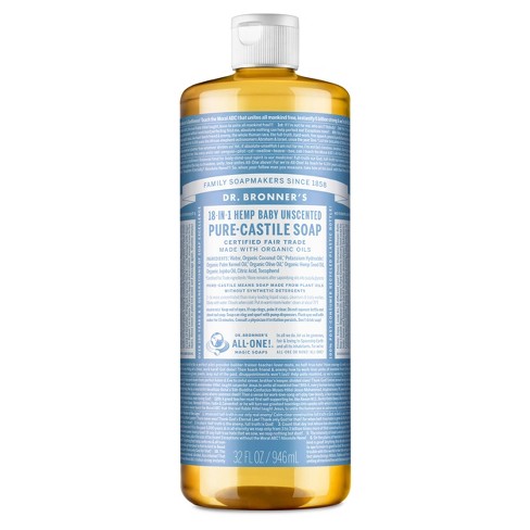 Dr. Bronner's 18-In-1 Hemp Baby Pure Castile Liquid Soap - Unscented - 32 fl oz - image 1 of 3