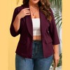 MISSKY Womens Plus Size Casual Blazer Office 3/4 Sleeve Open Front Cardigans Jacket Work Suit with Pockets - 3 of 4