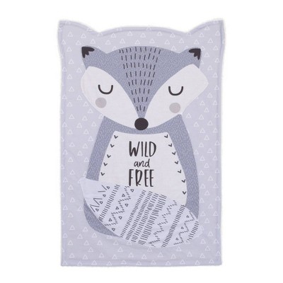 Little Love By NoJo Fritz The Fox Knit Shaped Baby Blanket Wild and Free - Gray/White
