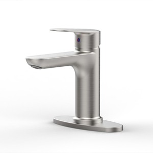 ChicFurnit Bathroom Sink Faucet Single Handle Deck Mount Design with Two 9/16 of an inch Hoses for Easy Setup, Silver and Gray, 12.99"*8.27"*2.76" - 1 of 4