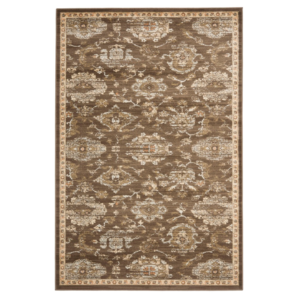 5'3 x7'6  Shapes Floral Area Rug Brown - Safavieh The classic designs displayed in the Brighton Rug Collection by Safavieh run the gamut from timeless Persian motifs to European tapestries. Every power-loomed Brighton rug is made with impeccable attention to detail using polypropylene yarns in updated pastel and neutral palettes for rugs that incredibly durable and always dazzling. Elegant and easy-care, these family-friendly rugs will stand up beautifully in any room for those  well-traveled  areas of the home or office. This loomed rug has a floral print, which introduces a stunning natural accent to your home. Size: 5'3 x7'6 . Color: Brown. Pattern: Floral Shapes.