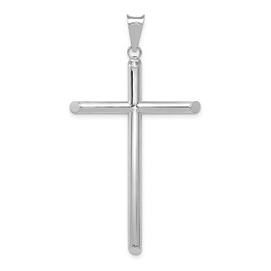 Black Bow Jewelry 14k White Gold Large 3mm Hollow Tube Cross Pendant - 1 of 4