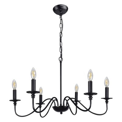 TOBILI Six-head wrought iron candle chandelier(black)