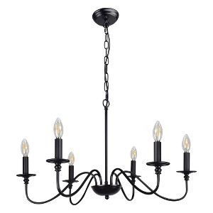 TOBILI Six-head wrought iron candle chandelier(black) - 1 of 4