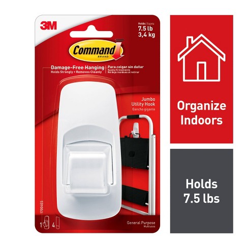 Command Small Wire Hooks, White, 3-Hooks, 4-Strips, Organize Damage-Free