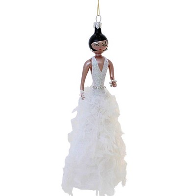 Italian Ornaments 7.0 Inch Annalise In White Feathered Gown Ornament Italian Diva Shopping Ladies Style 5Th Avenue Tree Ornaments