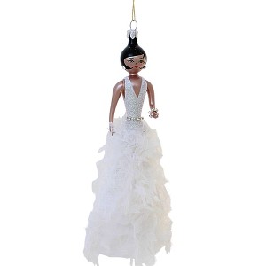 Italian Ornaments 7.0 Inch Annalise In White Feathered Gown Ornament Italian Diva Shopping Ladies Style 5Th Avenue Tree Ornaments - 1 of 3