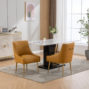 SEYNAR Modern Glam PU Leather Dining Chair or Vanity Chair Set of 2 with Rear Handle - 1 of 4