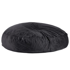 VEVOR Bean Bag Chair, Giant BeanBag Chair with Removable & Washable Cover for Adult, Dutch Velvet & High-Density Foam Filling Round Bean Bag, Black - 1 of 4