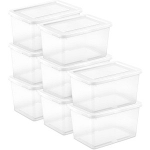 Sterilite 8-Pack 20 Qt Storage Boxes with Lids, Clear Heavy-Duty ...