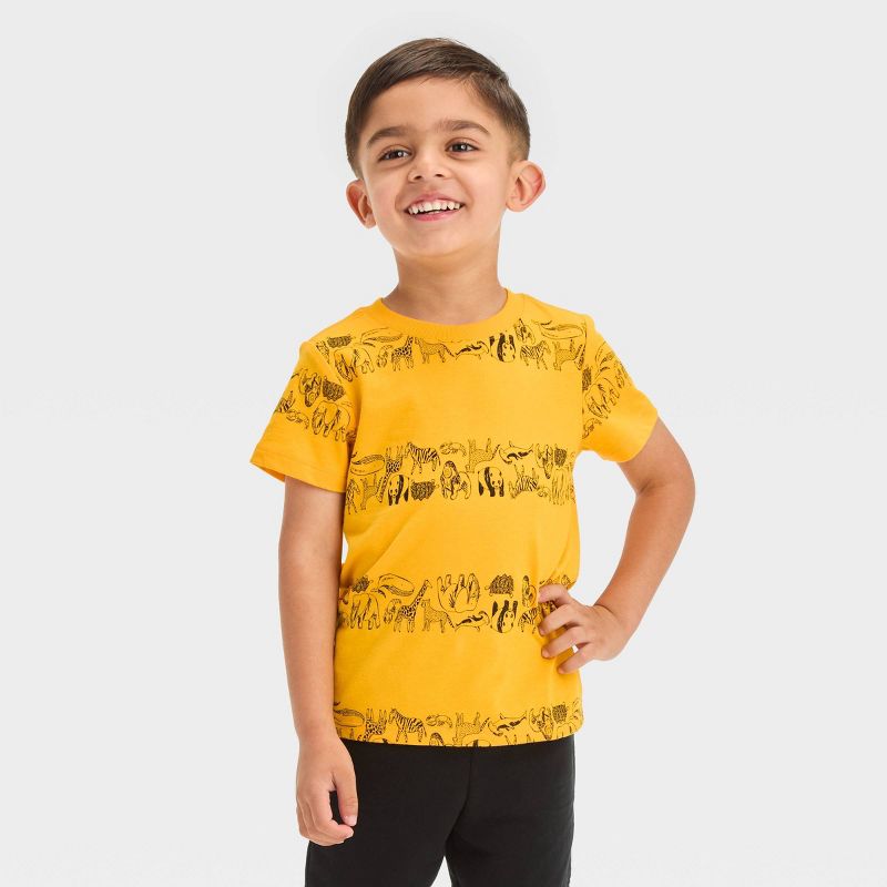 Toddler Boys' Zoo Animals Jersey Knit T-Shirt - Cat & Jack™ Gold, 1 of 4