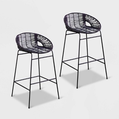 Chartish 2pk All-Weather Patio Stools - Black - Aiden Lane