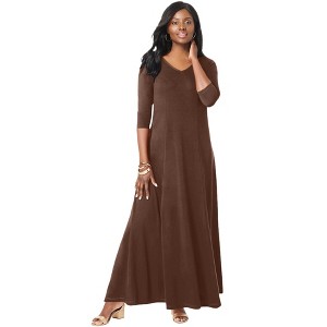 Jessica London Women's Plus Size Double-V Maxi Dress - 1 of 2