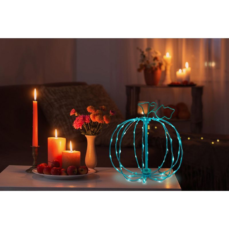 10In Spooky Town 3D Wire Décor Teal Lights Ac/tiny Lites On/off Pumpkin, 2 of 3