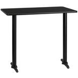 Flash Furniture 30'' x 48'' Rectangular Black Laminate Table Top with 5'' x 22'' Bar Height Table Bases