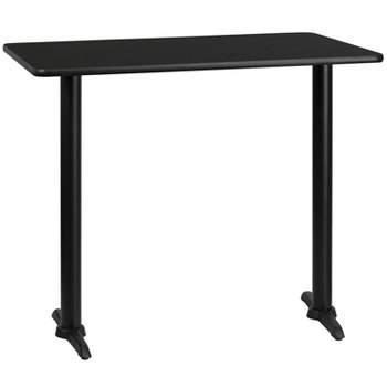 Flash Furniture 30'' x 48'' Rectangular Black Laminate Table Top with 5'' x 22'' Bar Height Table Bases