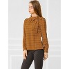 INSPIRE CHIC Women's Bow Tie Neck Keyhole Back Grid Checks Office Work Blouses - 4 of 4