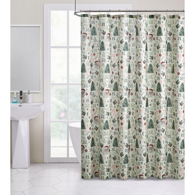 Kate Aurora Holiday Living Sparkly Metallic Christmas Santa Fabric Shower Curtain