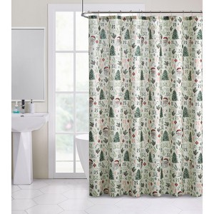 Kate Aurora Holiday Living Sparkly Metallic Christmas Santa Fabric Shower Curtain - 1 of 3