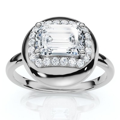 Pompeii3 1 1/10Ct Emerald Diamond Button Ring 14k Gold or Platinum Lab Created EF/VS