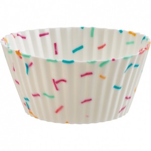 Trudeau Silicone Standard Muffin Baking Cup, White Confetti, Set of 12 - 1 of 3