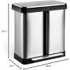 16 Gallon/60 L Dual Compartment Trash Can, Stainless Steel Garbage Can with Soft-Close Lid and 2 Plastic Removable Inner Bucket - 2 of 4