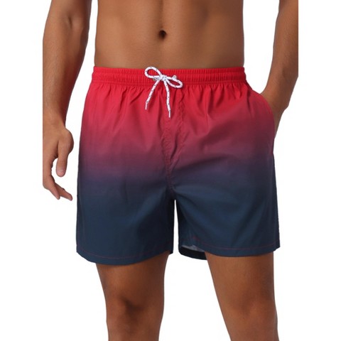 INSPIRE CHIC Men's Contrast Color Gradient Elastic Waist Summer Drawstring Beach Shorts Black 34