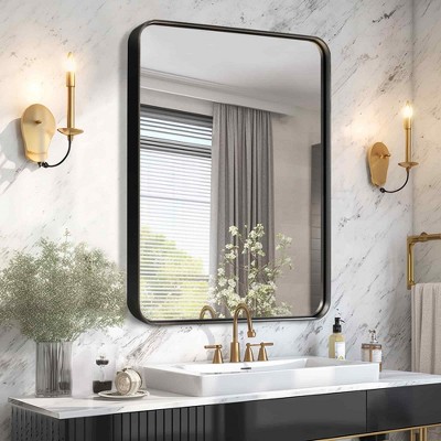 Lirago Metal Flat Mirror Wall Mirror Vanity Mirror Decor Mirror 38*26 Black