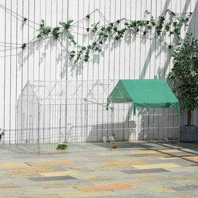 Silver Metal Outdoor Animal Playpen with Weatherproof Cover