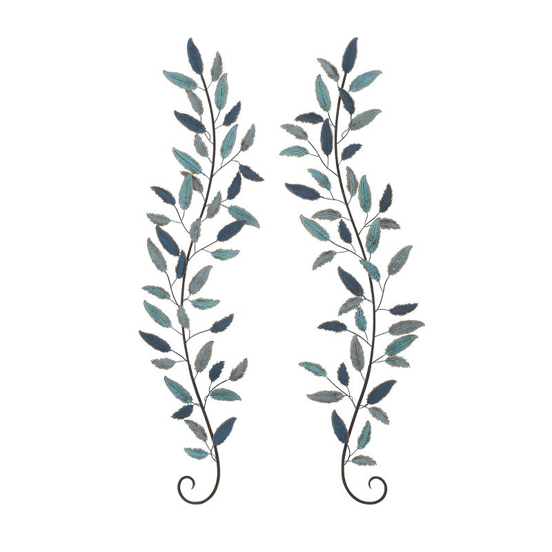 Metal Leaf Wall Decor Set of 2 Turquoise - Olivia &#38; May, 1 of 5